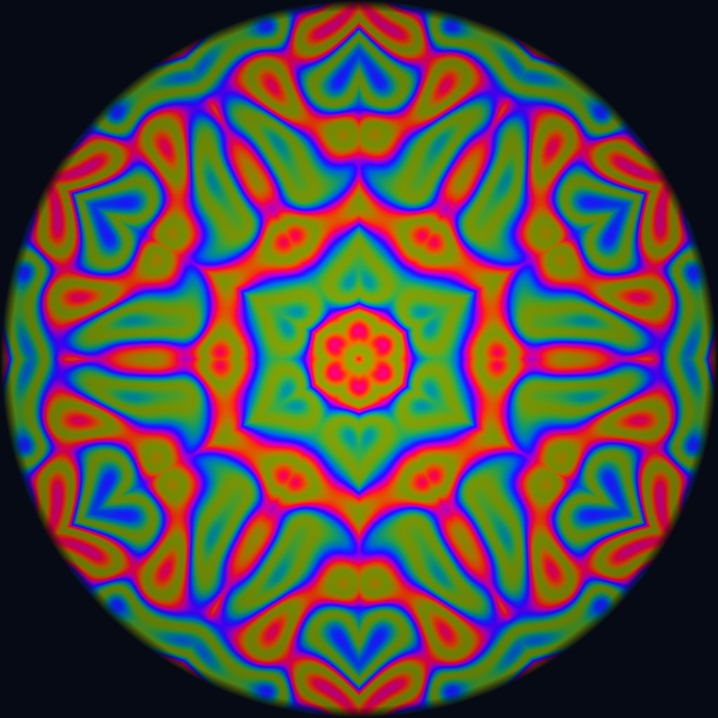 Kaleidoscopic Hydra-style pattern in domemaster format
