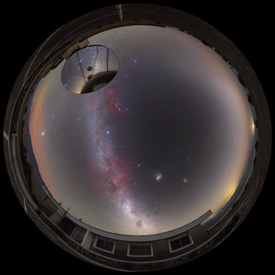 All-sky fisheye photograph in domemaster format showing the Milky Way